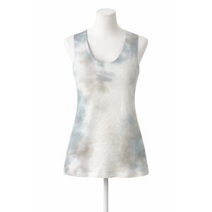 Blue & Gray Tye Dye Tank Top Womens Size S 80s 90s Hippie Retro Streetwear Lycra